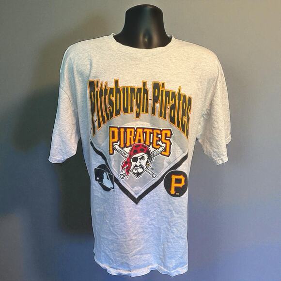 Vintage Pittsburgh Pirates Baseball T Shirt MLB 1990s Y2K Sports Sz XL Gray - Picture 1 of 8